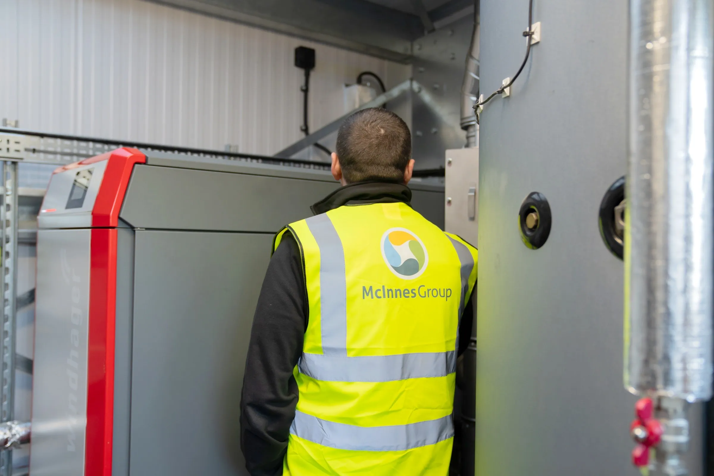 Windhager log gasification biomass boiler plant room install on the Black Isle